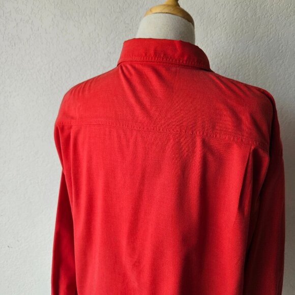 Vintage 80s 90s Gitano Red Long Sleeve Button Front Boxy Oversized Shirt L Large - Picture 7 of 9